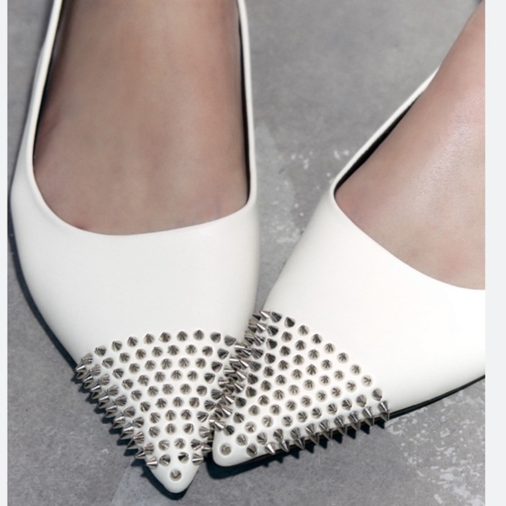 Zara NEW studded leather slingback ballet flats - Picture 3 of 7
